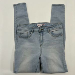 Bongo Jeggings Blue Jeans Slit Knees High Rise Womens Size 14
